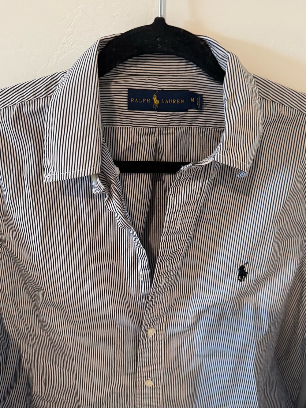Ralph Lauren Men’s Blue/White Stripe Button-Down Shirt Medium Preppy Business - Picture 2 of 7